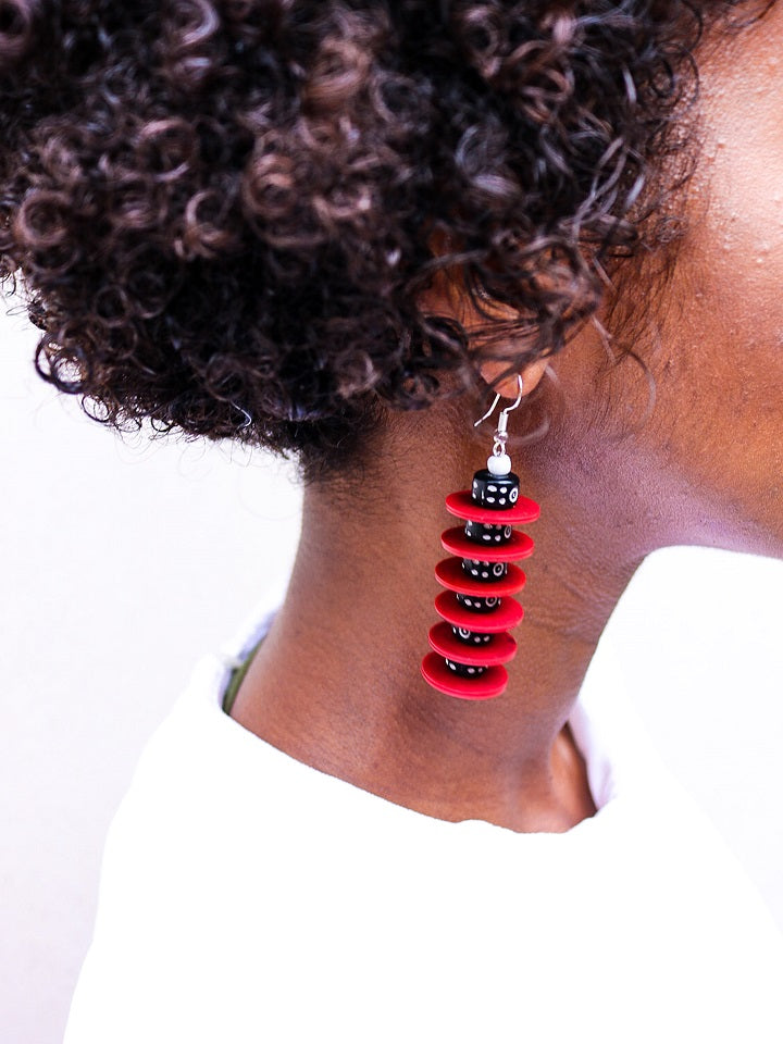 African Ludo-Inspired Earring - Black - Cecefinery.com