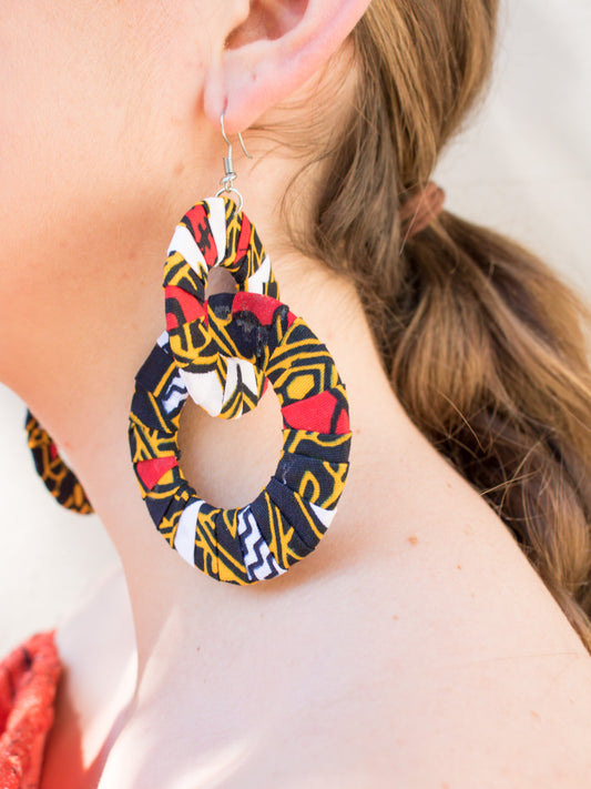 Loop Wax prints earrings- Red - Cecefinery.com