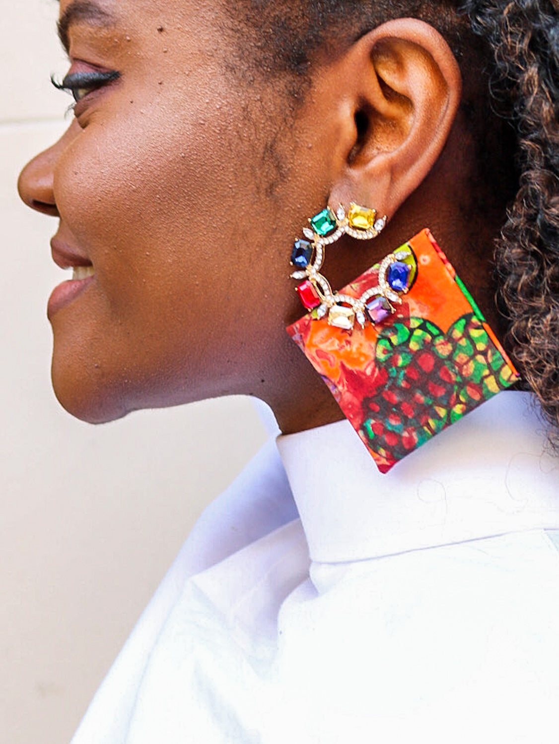 Colourful Gem Adire Earrings - Cecefinery.com