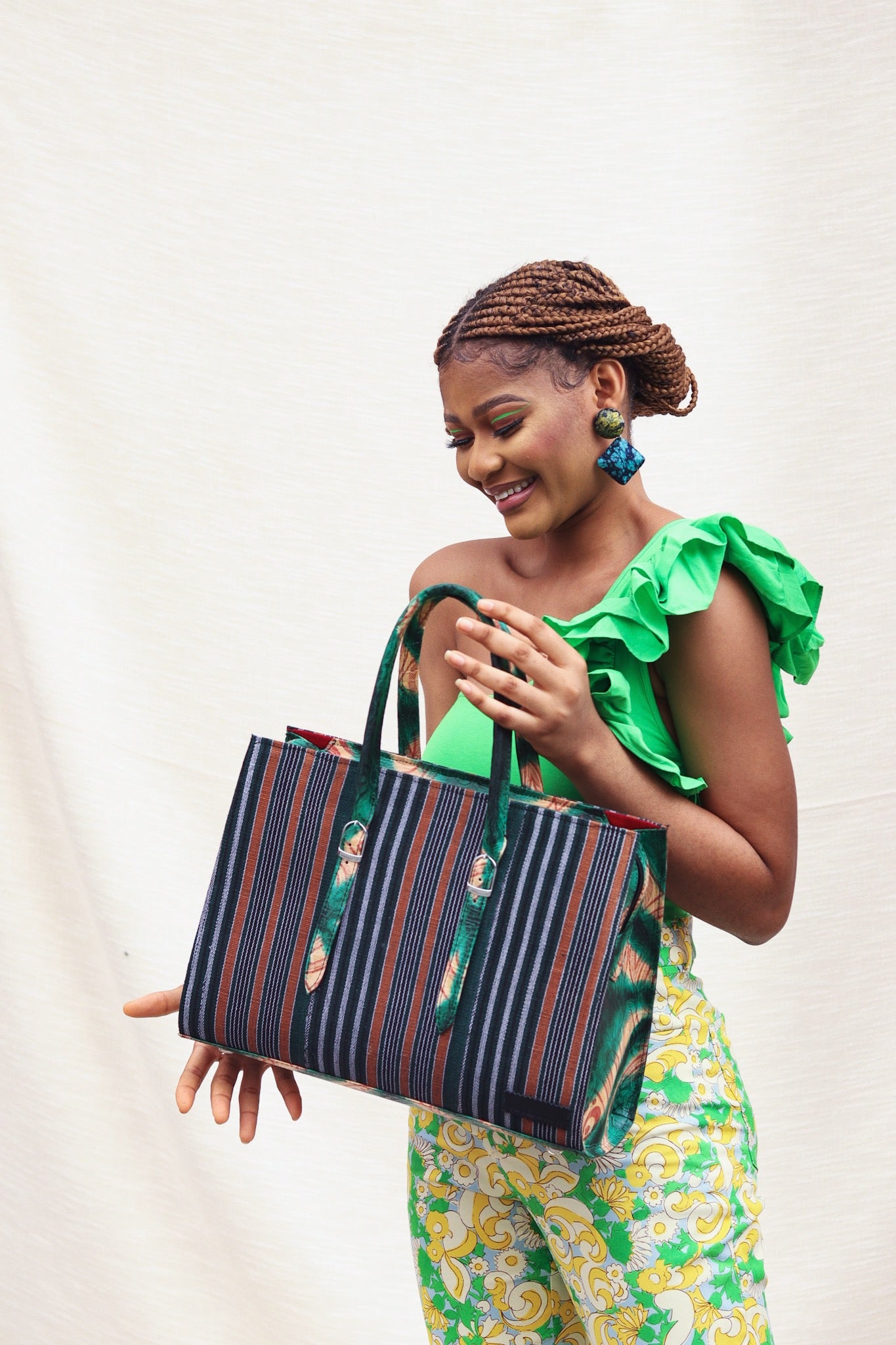 Aso-Oke Tote bag-Green - Cecefinery.com