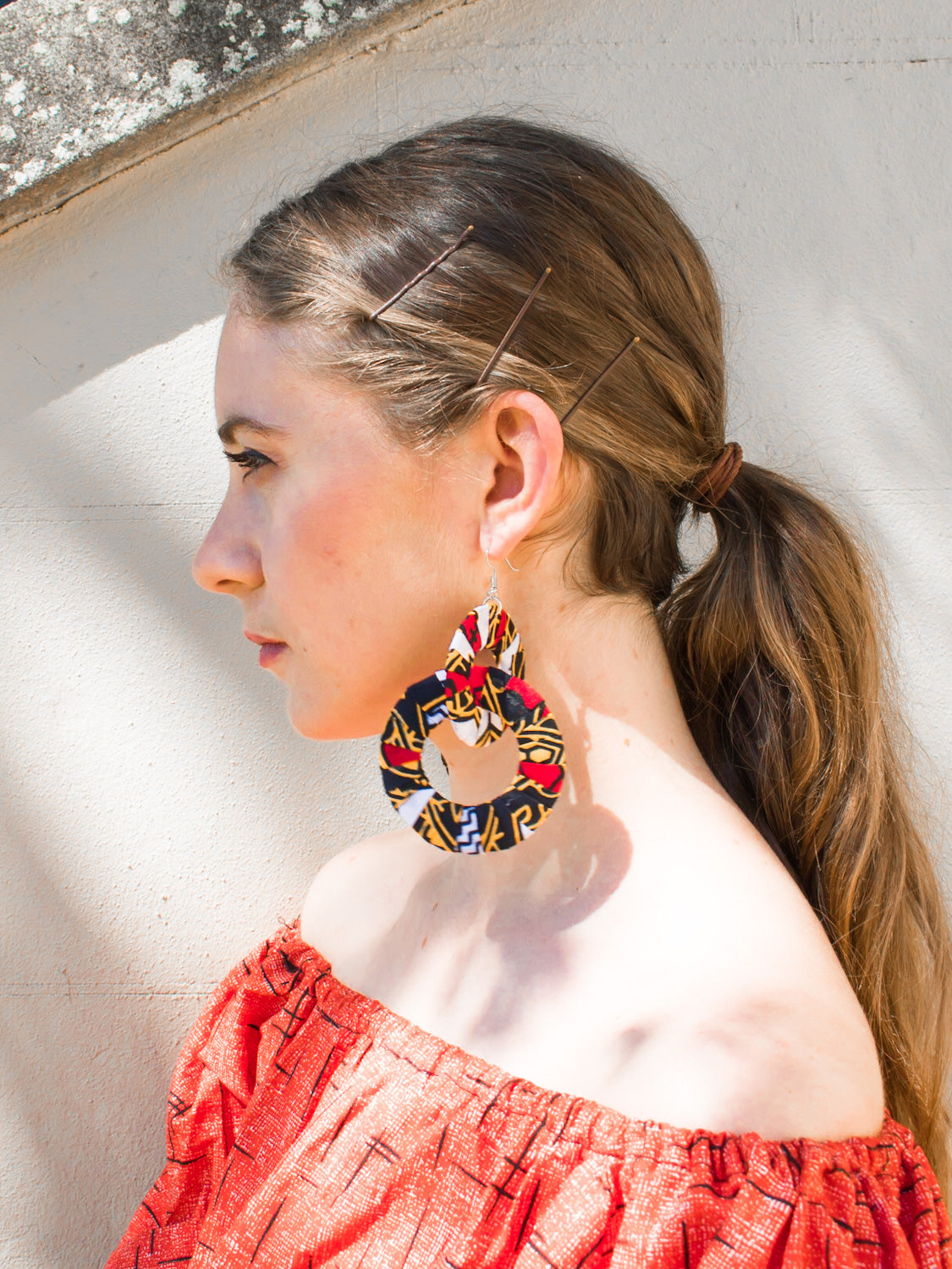 Loop Wax prints earrings- Red - Cecefinery.com