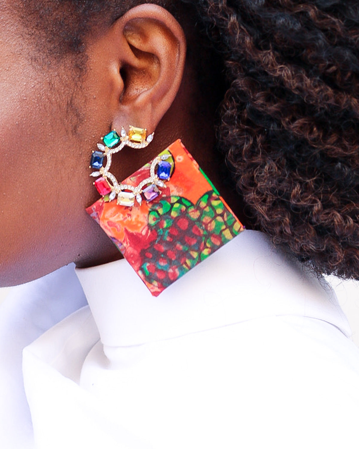 Colourful Gem Adire Earrings - Cecefinery.com